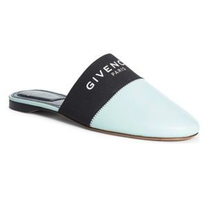 NIB $550 GIVENCHY Bedford Logo Mule in Aqua Marine- Size 36.5!